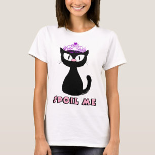 SPOIL ME Cute Black Tecknad Princess Cat T Shirt