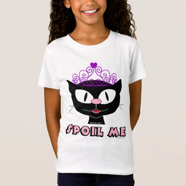 SPOIL ME Tecknad Katt med Rosa Tiara Girls T Shirt (Framsida)