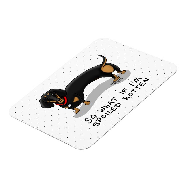Spoiled Rotten Dachshund Hund (S black & tan) Cute Magnet (Vänstra Sidan)