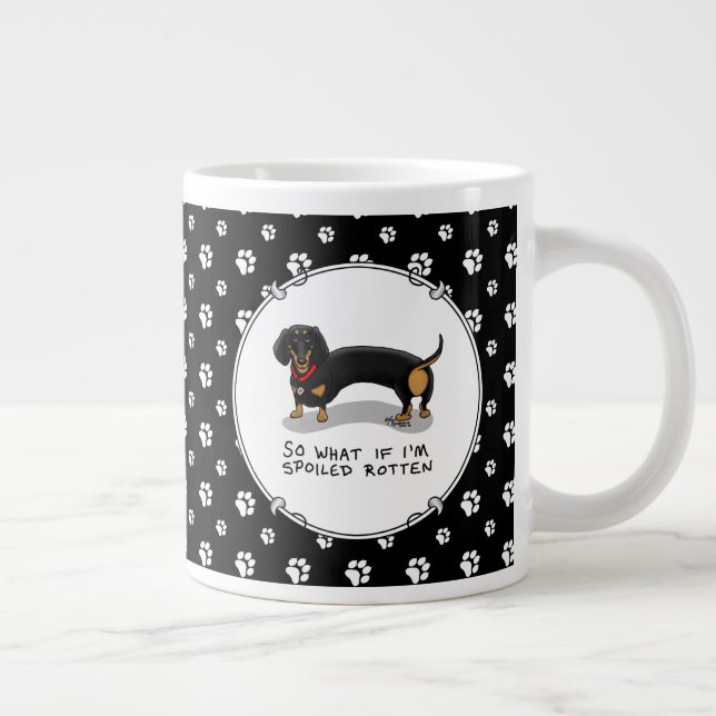 Spoiled Rotten Dachshund (S black & tan) Cute hund Jumbo Mugg (Höger)