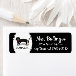 Spoiled Rotten Dachshund (S black & tan) Cute hund Returadress Etikett