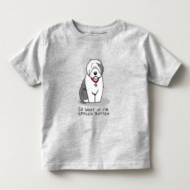 Spoiled Rotten Old English Sheepdog (Grått 1) T Shirt (Framsida)