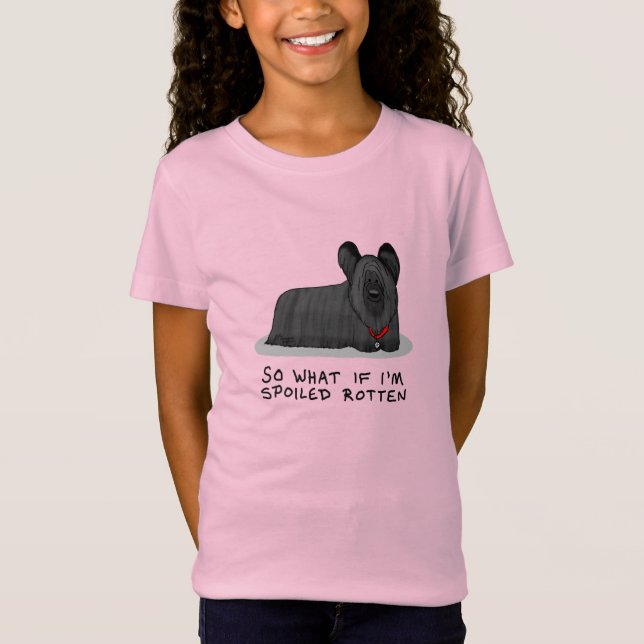Spoiled Rotten Skye Terrier Hund (svart) Cute Funn T Shirt (Framsida)