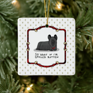Spoiled Rotten Skye Terrier Hund (svart) Cute Julgransprydnad Keramik