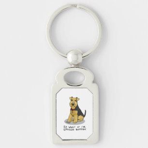Spoiled Rotten Welsh Terrier Hund - Cute Rektangulärt Silverfärgad Nyckelring