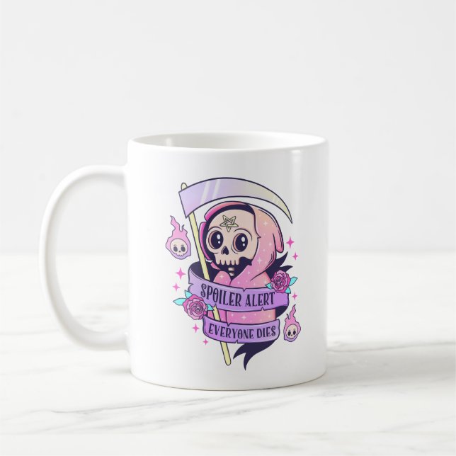 Spoiler Alert Alla Dies Cute Rosa Halloween Sk Kaffemugg (Vänster)