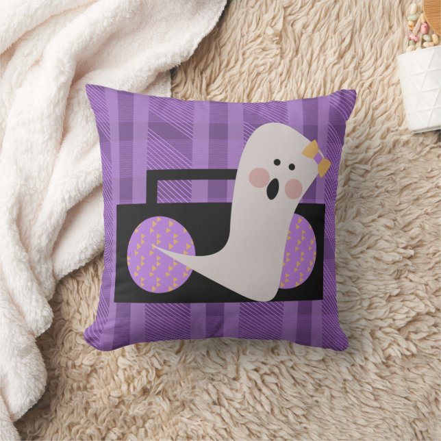 Spök 80-tal 90-tal Lila Rutig Halloween Kuddvar Kudde (Filt)