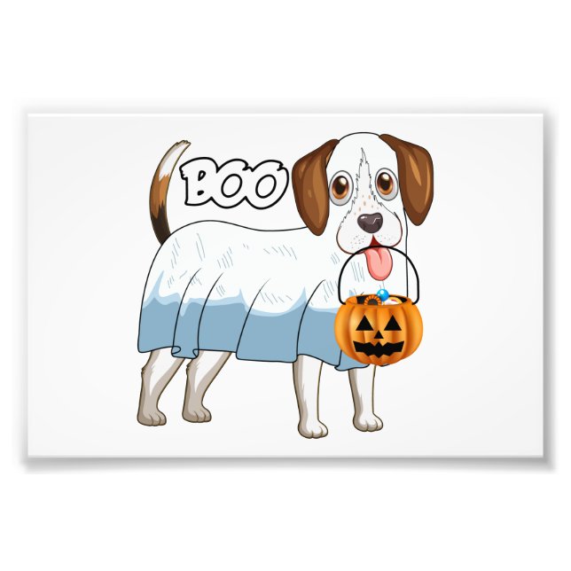 Spök Beagle Halloween Hund Fototryck (Framsidan)