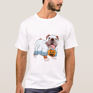 Spök Bulldog Halloween Hund T Shirt