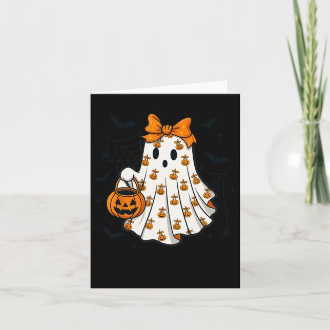 Spök Coquette Kuslig Halloween Pumpa Behandla Elle Kort (Framsida)