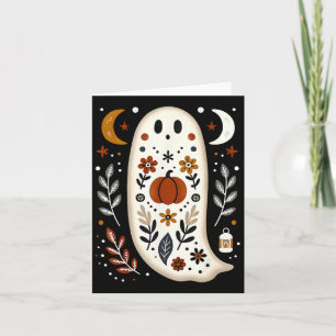 Spök Folklig Konst Blommig Höst Fall Pumpa Kuslig Kort