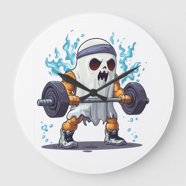 Spök Gym Kvadrat Stor Klocka (Framsida)