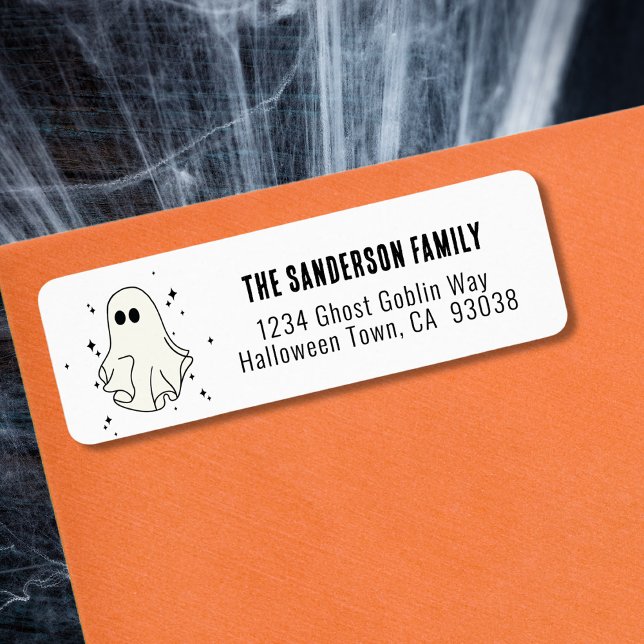 Spök Halloween-adress Returadress Etikett (Ghost Happy Halloween Party Return Address Label)