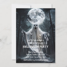 Spök Halloween-fest Invitation Häxad Måne Goth