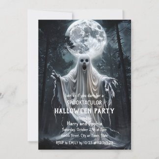 Spök Halloween-fest Invitation Häxad Måne Goth Inbjudningar