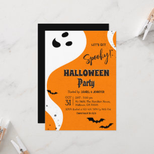 Spök Halloween-fest Låt oss bli kusliga Orange Fla Inbjudningar