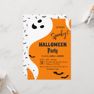 Spök Halloween-fest Låt oss bli läskiga Orange Fla Inbjudningar