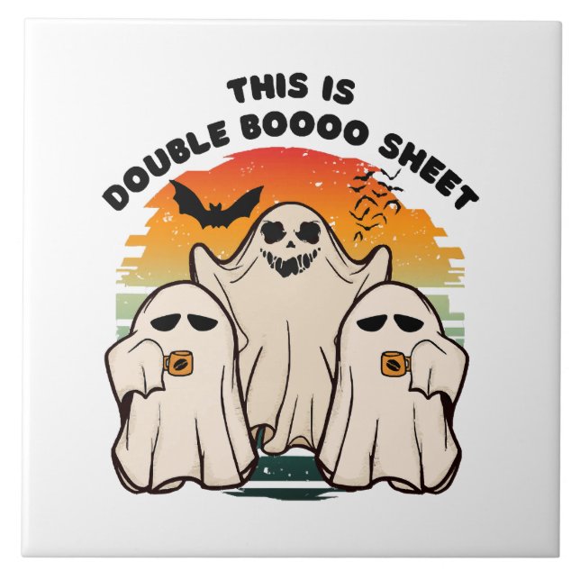 Spök Halloween-kostym Roligt Boo Kakelplatta (Framsidan)