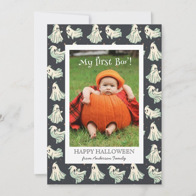 Spök Halloween Min första Boo bebis  Julkort (Framsida)
