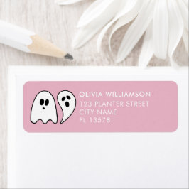 Spök Halloween rosa Returadress Etikett