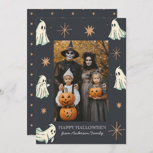 Spök Halloween Skräckinjagande Familjefoto Julkort