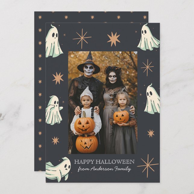 Spök Halloween Skräckinjagande Familjefoto  Julkort (Skapare uppladdad)