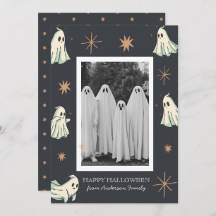 Spök Halloween Skräckinjagande Familjefoto Julkort