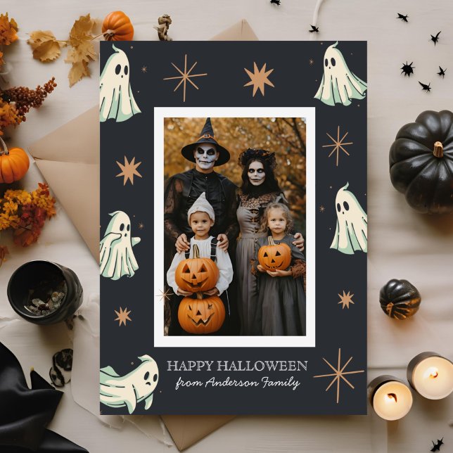 Spök Halloween Skräckinjagande Familjefoto  Julkort (Skapare uppladdad)