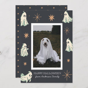 Spök Halloween Skräckinjagande Familjefoto Julkort