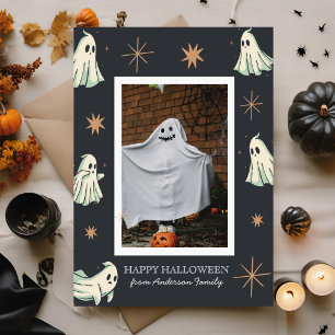 Spök Halloween Skräckinjagande Familjefoto Julkort