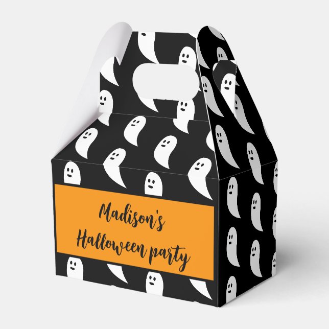 Spök Halloween svart vit söt Anpassat namn Presentaskar (Baksidan Sidan)