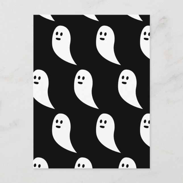 Spök Halloween svart vit söt mönster Vykort (Framsida)