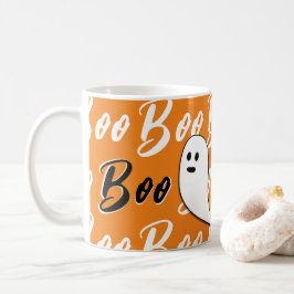 Spök Halloween svart vitt orange boo Kaffemugg