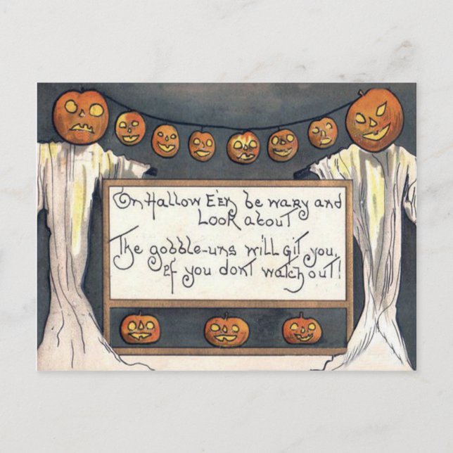 Spök-Jack O Lantern Pumpa Fågelskrämma Vykort (Framsida)