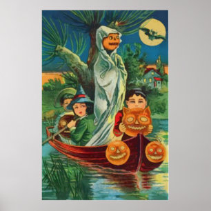 Spök Jack O Lantern Uggla Fullmåne Poster