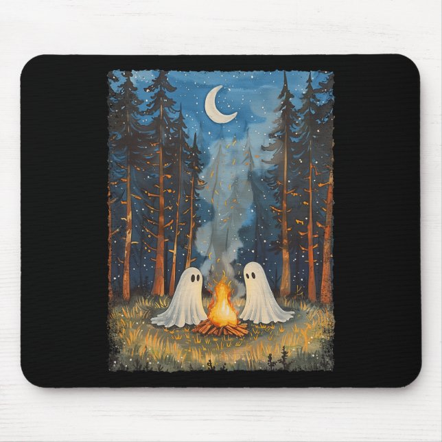 Spök lägereld Camping Älskare Skog Gotisk Hallowe Musmatta (Framsidan)