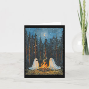 Spök lägereld Camping Älskare Skog Gotisk Hallowee Kort