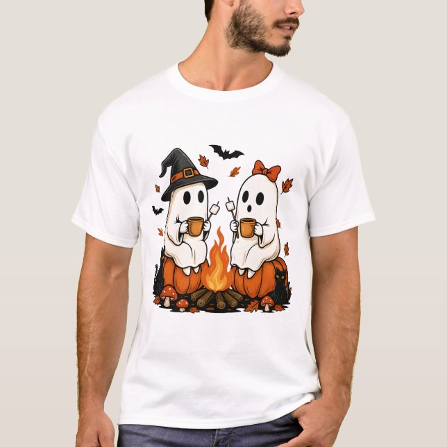 Spök lägereld Halloween T Shirt (Framsida)