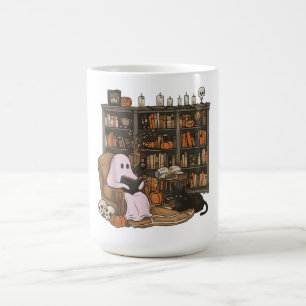 Spök Läs bok Katt älskare Halloween Kaffemugg