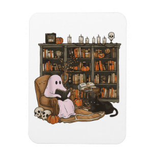 Spök Läs bok Katt älskare Halloween Magnet