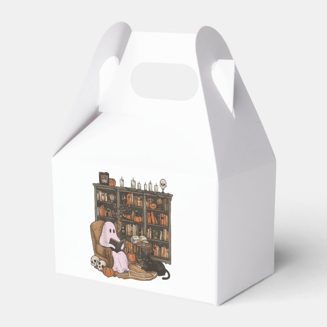 Spök Läs bok Katt älskare Halloween  Presentaskar (Framsidan Sidan)
