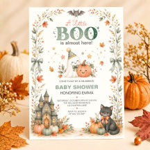 Spök-Lilla Boo Halloween-Bebisdopp Inbjudan