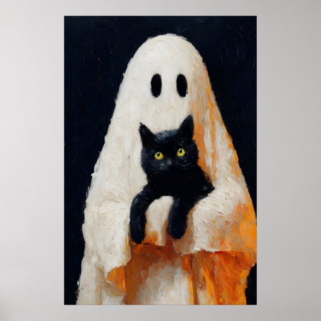 Spök- och svart katt vintageaffisch gotisk poster (Framsidan)