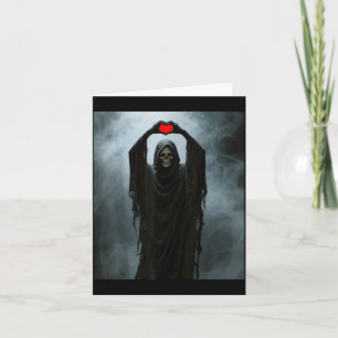 Spök rött hjärta händer läskigt ansikte halloween kort
