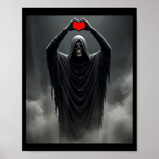 Spök rött hjärta händer läskigt ansikte halloween poster