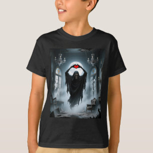 Spök rött hjärta händer läskigt ansikte halloween t shirt