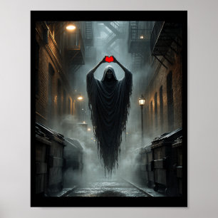 Spök rött hjärta händer skrämmande ansikte hallowe poster