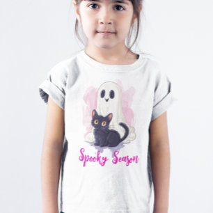 Spök Söt Svart Katt Rosa Skräckinjagande Säsong T Shirt