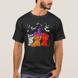 Spök Svart Katt Boo Y'all Pumpa Halloween Leopar T Shirt