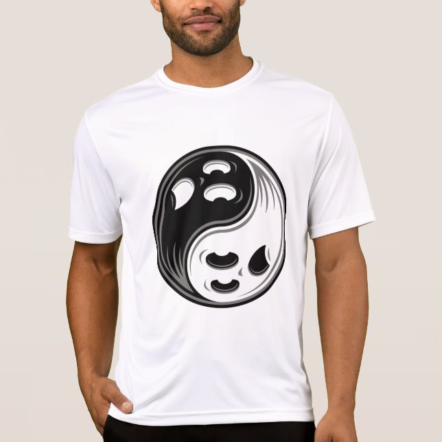 Spök Yin Yang Svart och Vitt T Shirt (Framsida)